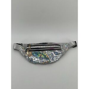 Fanny pack womens. Gray shiny .adjustable gray strap.3 zipper pockets